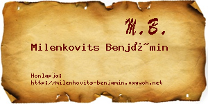 Milenkovits Benjámin névjegykártya
